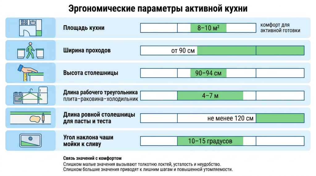 Эргономические параметры активной кухни